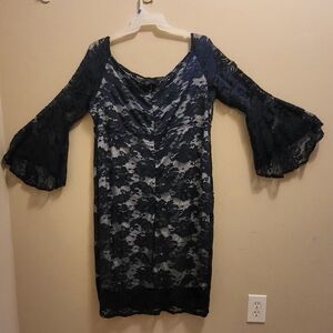 Elegant Blue Lace Dress / Free Item Included.